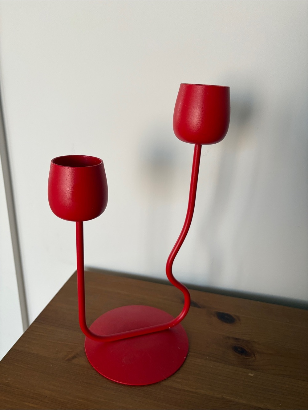 IKEA Red Metal Double Candle Holder